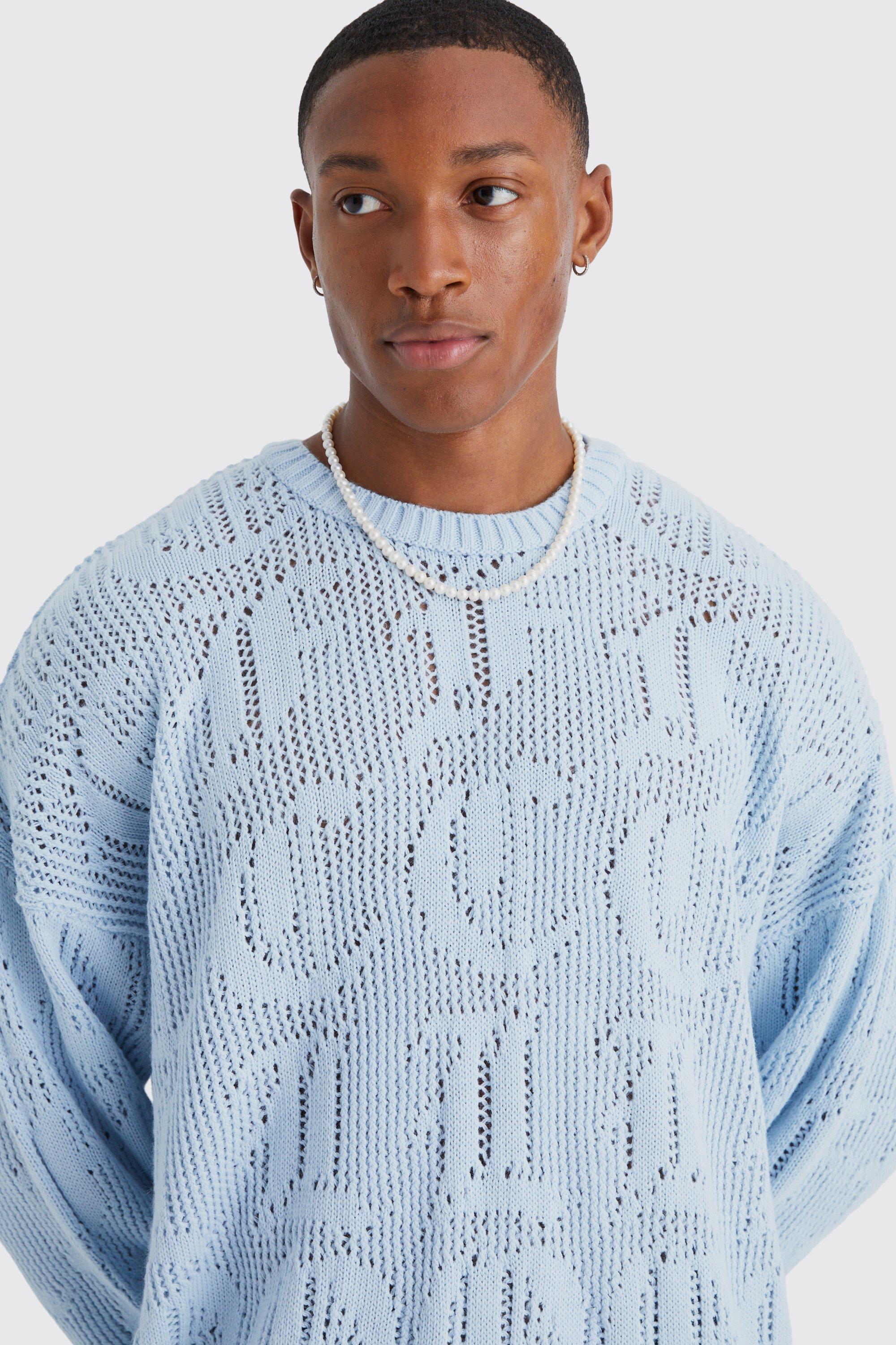 Pale blue outlet cable knit jumper